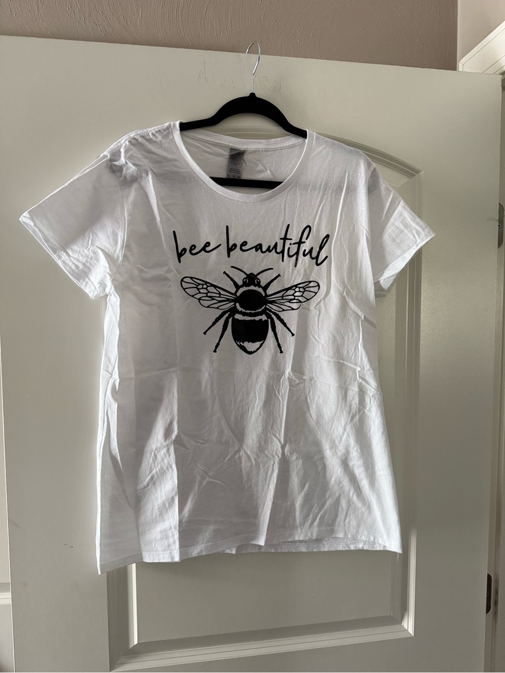 Gildan White Short-Sleeve Tee with Black Bee Graphic